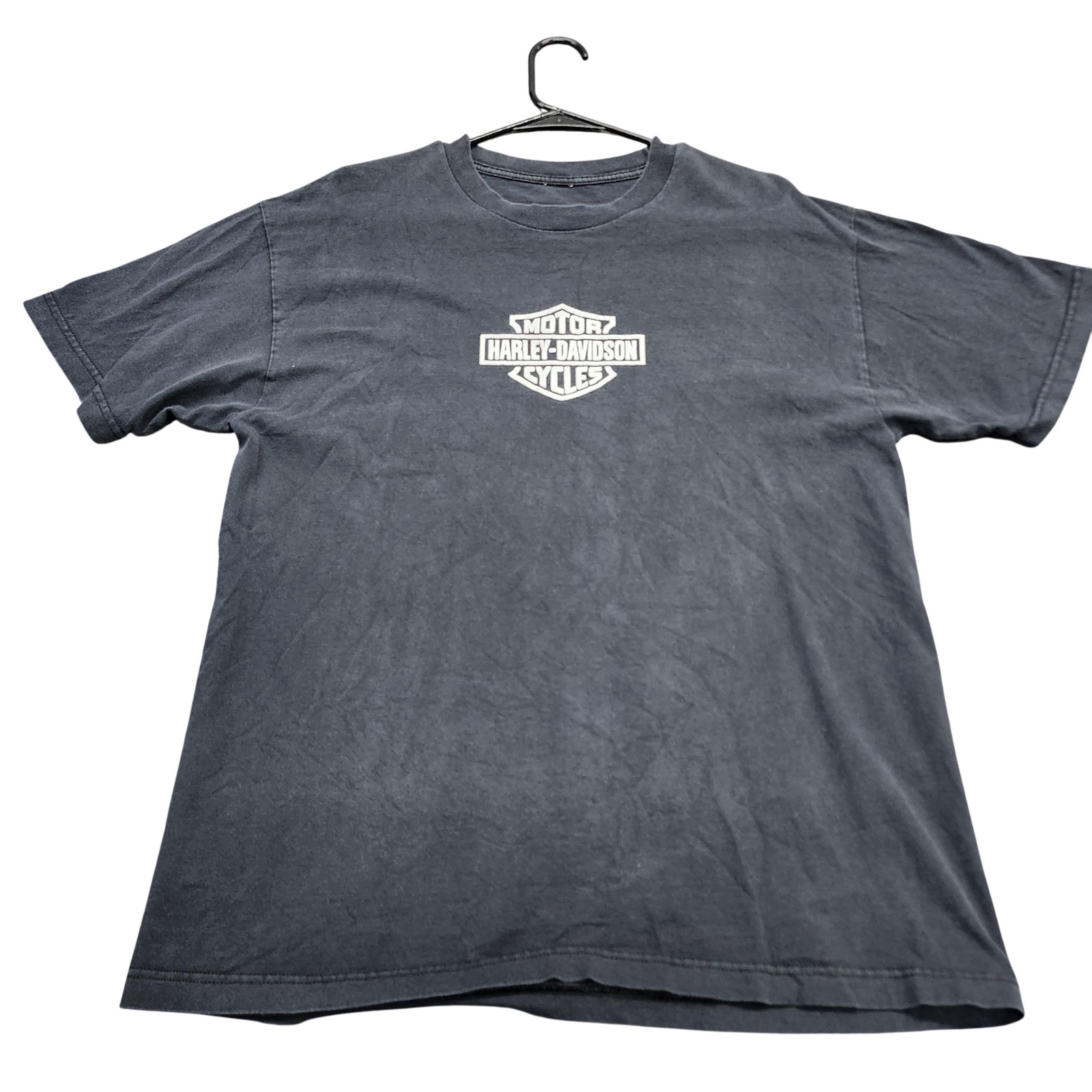 Harley-Davidson Shirt Mens Large Black Eagle Lightning Logo Graphic Tee Biker