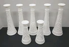 Vintage Milk Glass Bud Vases Lot Of 7 Same Style Varying Size