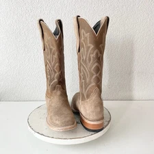 Lane SARATOGA Womens Cowboy Boots 7.5 Latte Suede Western Cowgirl Mid Calf Tall