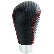 Leather Shifter Knob R Style Shift Stick Handle Head Car Gear Lever Red Black