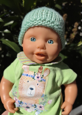 Zapf Puppe 33 cm Jolly Dolly 1997 in grün Puppenanzug Babypuppe Spielpuppe Doll