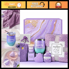 Birthday Gifts for Women, Self Care Spa Gift Basket, Relaxing Lavender Care Pack