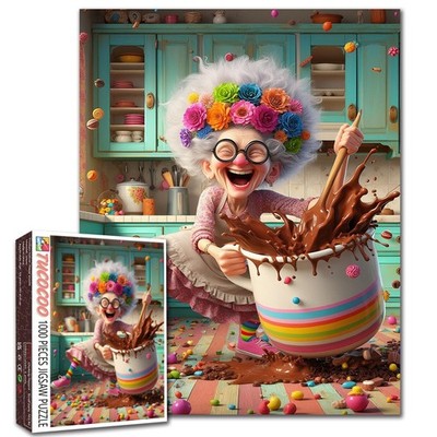 Granny Baking Jigsaw Puzzles for Adults Colorful Kitchen Chaos 1000 Pieces Pu...
