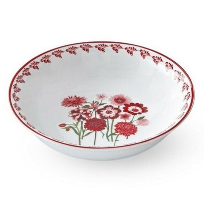 Williams Sonoma Serving Bowl Aerin 11'' Swiss Alpine Red Pink Posy Flowers New
