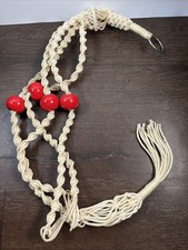 Vintage Handmade Vintage Macrame Plant Hanger Ceramic Beads 40  