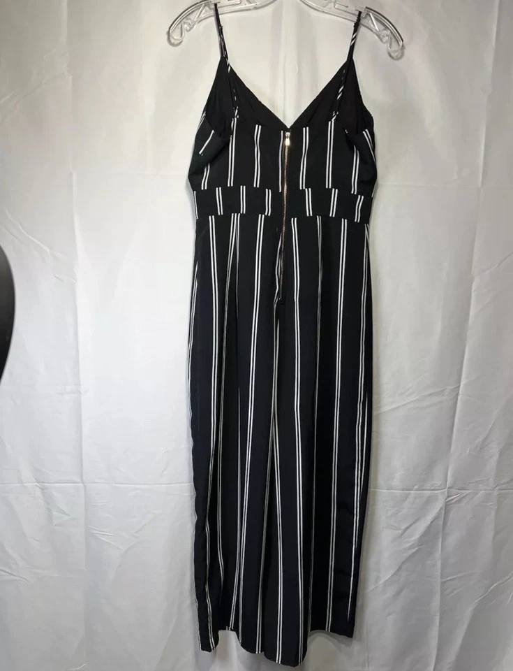 Mono Guess para mujer negro blanco a rayas talla S cuello en V correa ajustable pierna ancha Foto 3 de 4