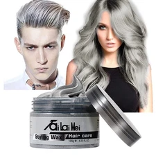 Temporary Silver Gray Hair Wax 4.23oz, Instant Hairstyle Mud Cream, Hair Poma...
