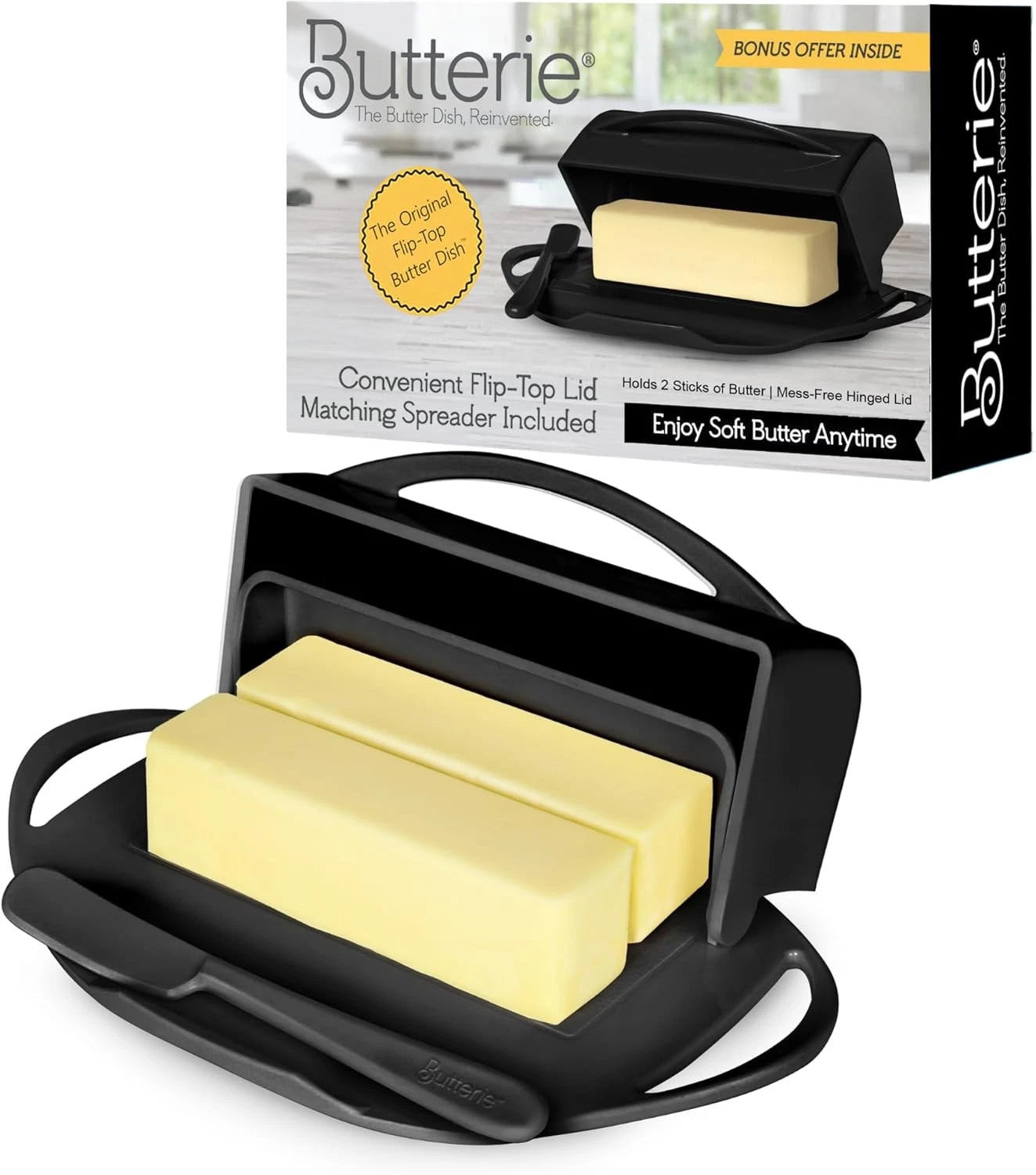 Flip Top Butter Dish Holds 2 Sticks With Knife Lid Butter Container Set