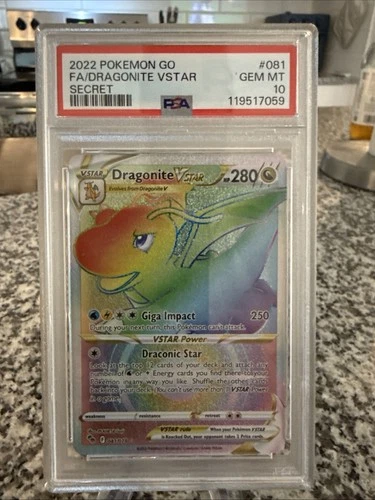 Dragonite VSTAR #81 Rainbow Rare Full Art Holo PSA 10 Gem Mint 2022 Pokémon Go