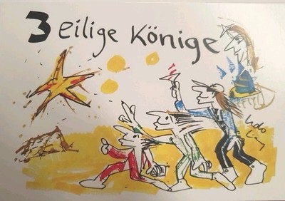 Udo Lindenberg: Weihnachtskarte Klappkarte '3 eilige Könige', Unicefkarte 50923 