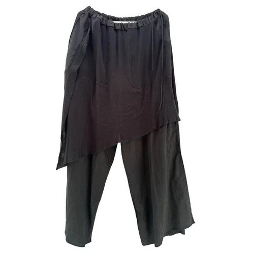 Cynthia Ashby Black Asymmetrical Hem Pants Elastic Waist Lightweight Womens L - Picture 6 of 6