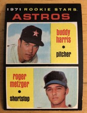 1971 Topps Astros Rookie Stars Buddy Harris & Roger Metzger Card #404 Low-Grade. rookie card picture