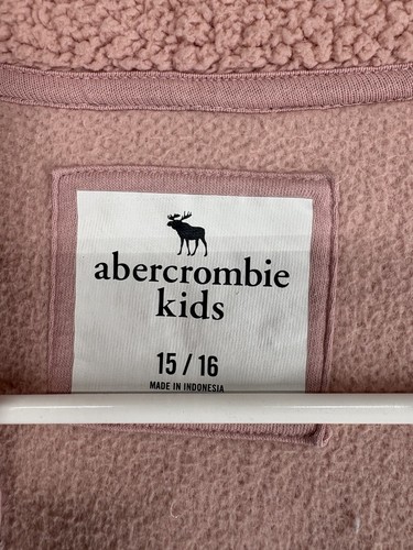 Abercrombie Kids Sherpa Jacket Pink Popper Front Size Girls 15/16 - Picture 4 of 14