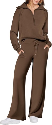 Women Outfits Sweatsuit Sweatshirt Sweatpant Tracksuit Sweat Lounge Matching Set - Picture 131 of 211