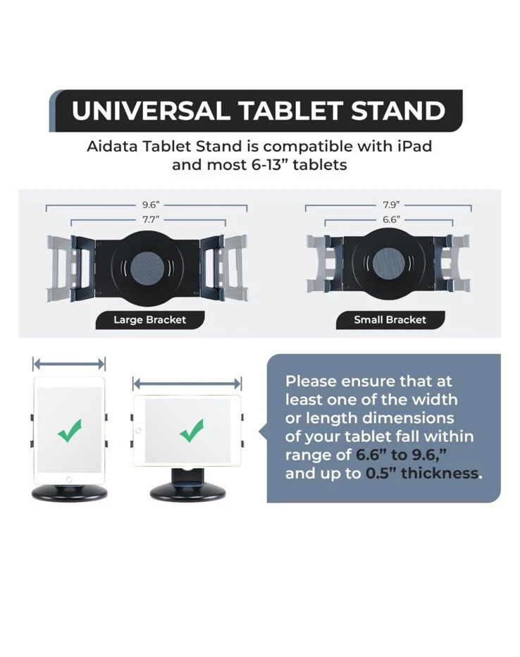 Подставка для планшета Aidata совместима с iPad, iPad Pro и всеми 6-дюймовыми 13-дюймовыми планшетами - Изображение 2 из 4