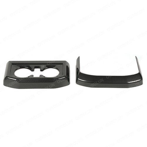 2pcs Carbon Inner Rear Cup Holder Trim Cover Panel Kit For Ford F-150 2021-2024 - Picture 7 of 12