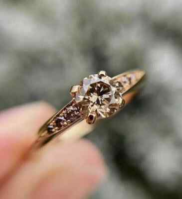 1Ct Round Cut Lab-Created Chocolate Engagement Wedding Ring 14K Rose Gold Finish