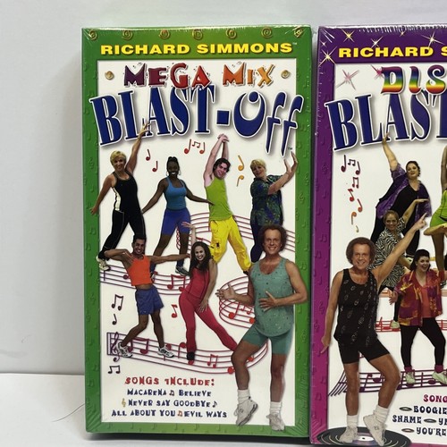3 Richard Simmons Blast Off VHS Exercise Workouts Videos Fitness Disco Latin NEW - Picture 2 of 9