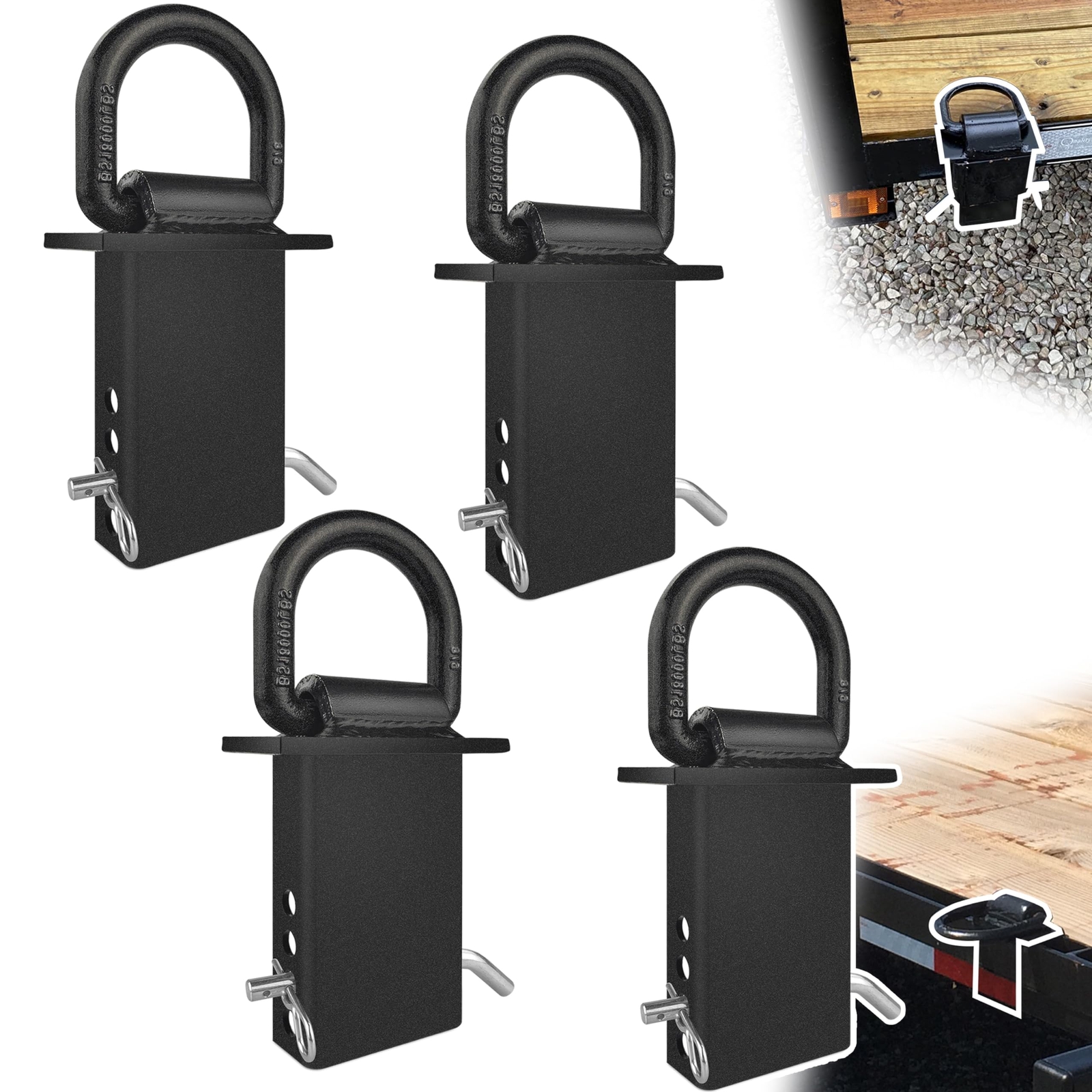Stake Pocket D Rings 4Pcs 18000lbs Heavy Duty Removable D-Ring Stake Pocket T...
