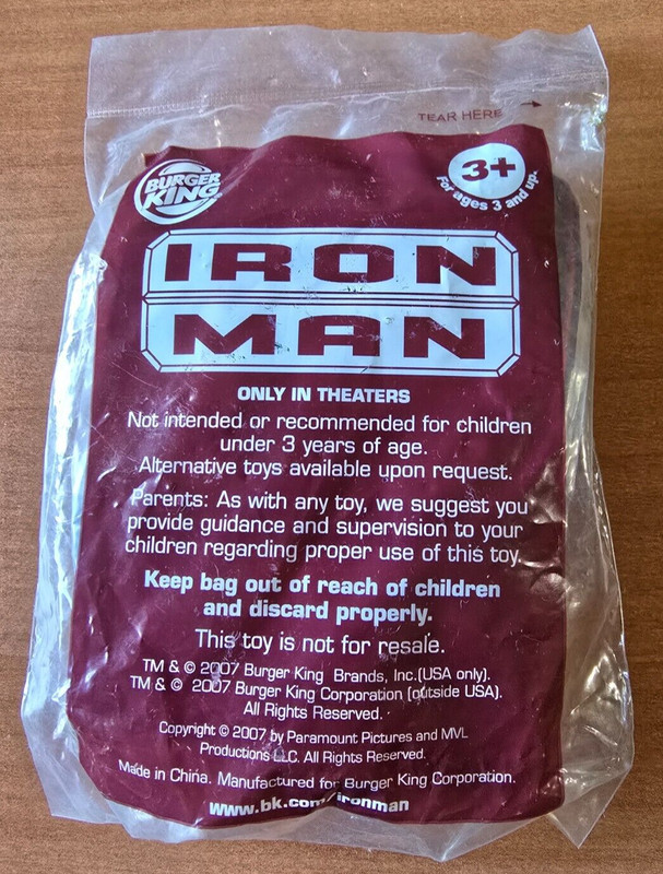 Iron Man Silver Suit 2007 Original Packaging New Burger King Kids Club Toy