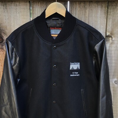 Vintage Cisco systems 5 year anniversary leather wool bomber