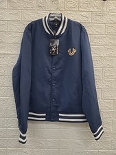 New True Religion Nylon Varsity Navy Jacket Size Large