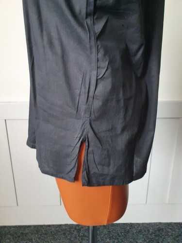 Vintage Ladies Grandad Collar Shirt -Small- Black 80s Overhead Unworn Goth CY02 - Picture 7 of 8