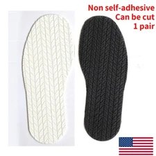 1 Pair White/Black Rubber Stick on Soles Anti-Slip Grip Shoe Repair No Adhesive