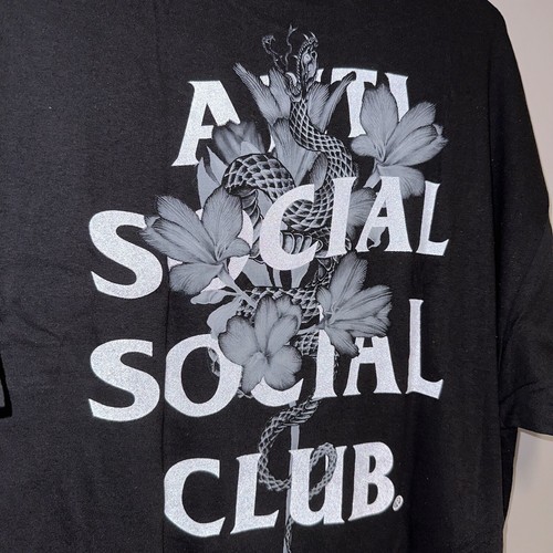 XXL Anti Social Social Club Hokkaido Grey on Black Snake T Shirt NWT - Picture 3 of 8