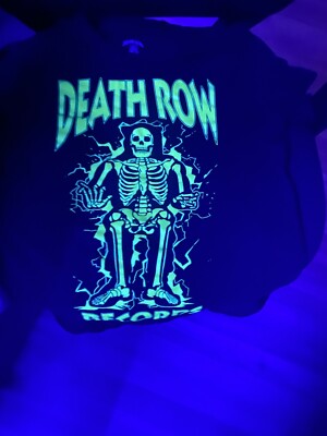 Death Row Records T-Shirt Glow In The Dark Skeleton Logo SMALL New