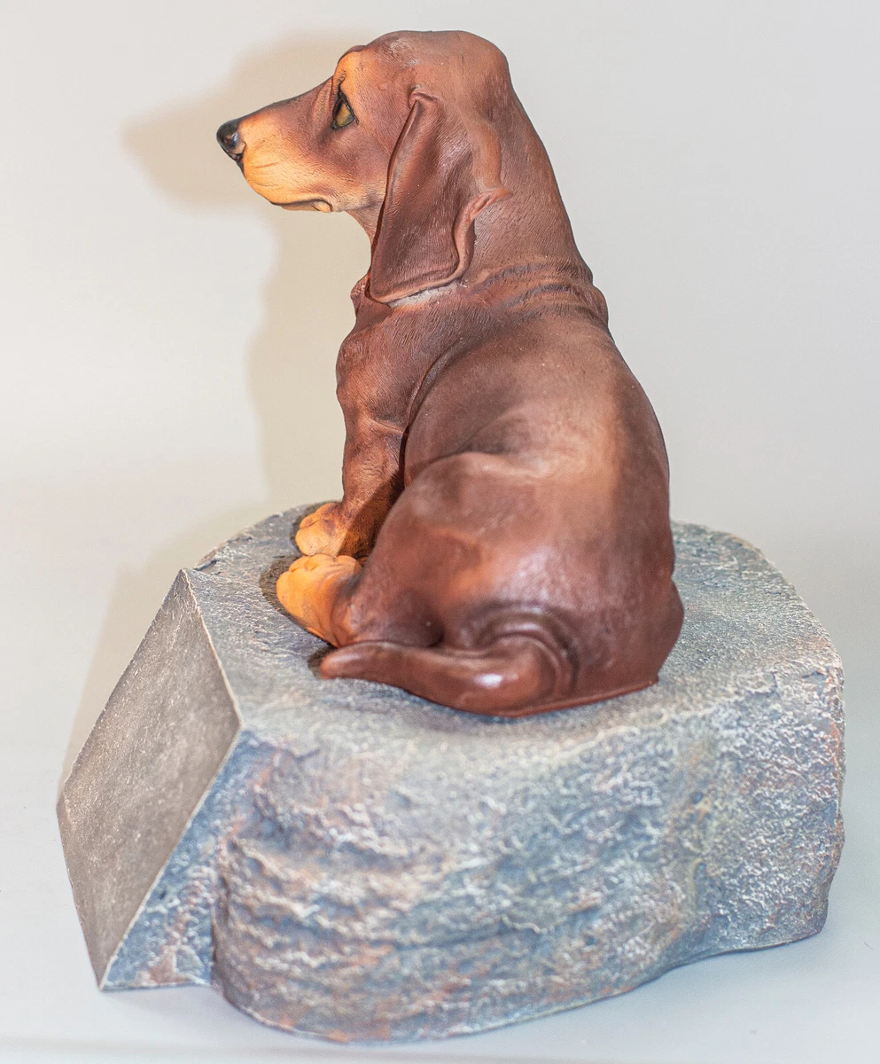 Brown Dachshund Memorial Headstone Dog Cremation Urn Pet Grave Marker Figurine