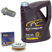 MotoröL Set 5W-40 5 Liter + ÖLfilter SH 4765 + Schraube FüR Mercedes 190 124 T1
