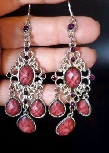 Lot Of 3 Pairs Of Drop Dangle Pierced Earrings - Picture 9 of 13