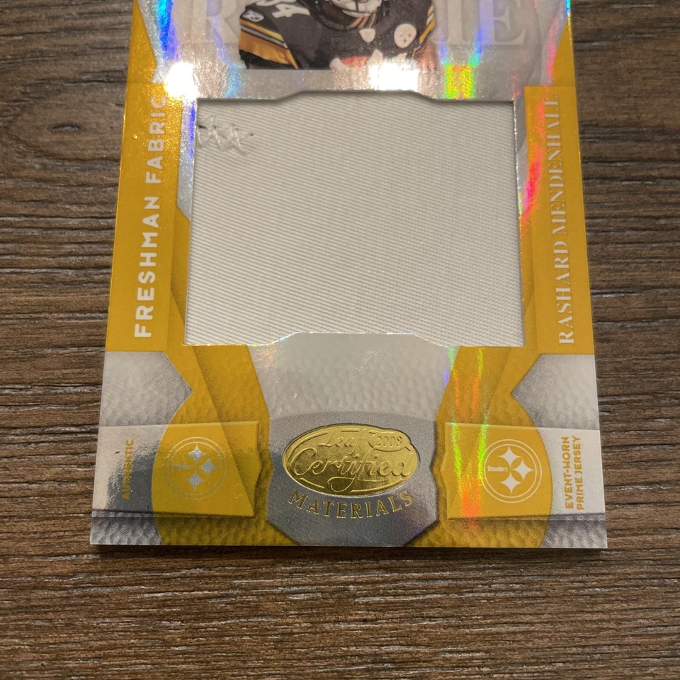2008 Leaf Certified Materials Rashard Mendenhall Freshman Fabric Gold /25 Patch - Image 3 of 4