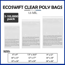 1-10000 EcoSwift Self Seal Suffocation Warning Clear Poly Bags Choose Size