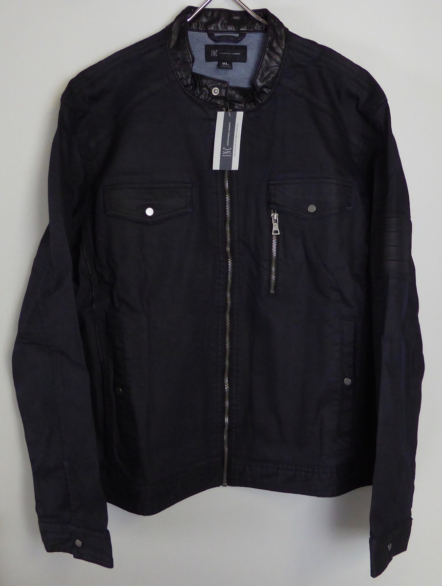 Metalcore Denim Moto Jacket INC International Concepts Faux
