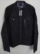 Metalcore Denim Moto Jacket INC International Concepts Faux Leather Trim NWT $99