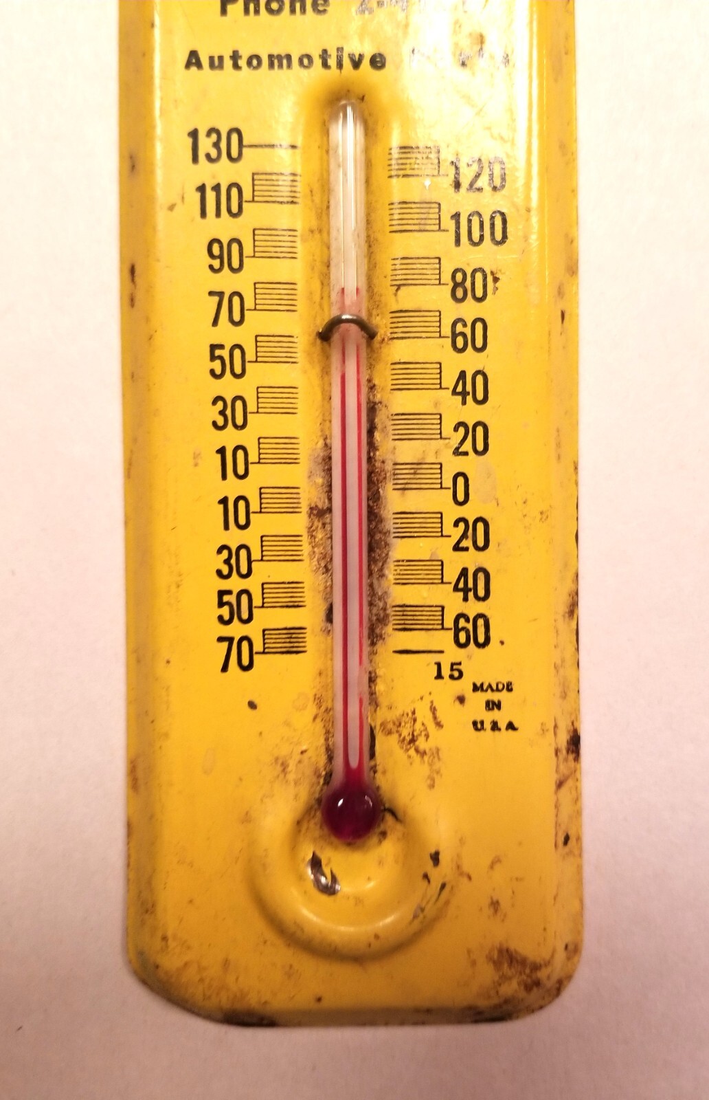 Vintage NAPA Advertising Wall Thermometer, 6", Yellow, Good Condition