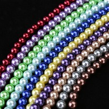 105pcs/strand 8mm Round Pearl Coated Glass Beads For Jewelry Making DIY Bracelet