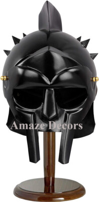 Gladiator Movie Black Helmet Roman Arena Knight Maximus Medieval Armour Helmet