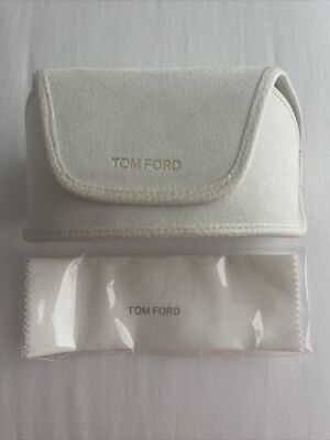 TOM FORD LARGE IVORY CREAM SOFT VELVETY SUEDE SUNGLASS CASE w CLEANING CLOTH