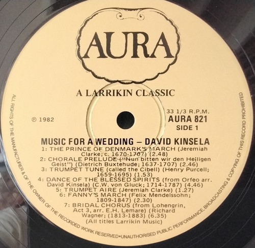 AURA 821 DAVID KINSELA MUSIC FOR A WEDDING BUXTEHUDE CLARKE GLUCK MESSIAEN AUS - Bild 3 von 3