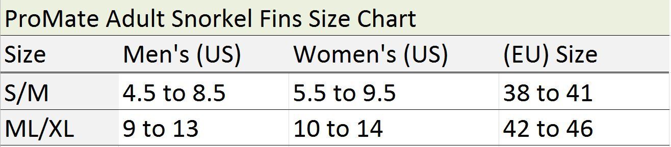 Us Divers Youth Snorkel Set Size Chart