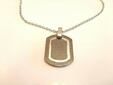 COLLANA UOMO RAGAZZO ACCIAIO GIROCOLLO PIASTRINA CERAMICA NERA NUOVA IDEA REGALO