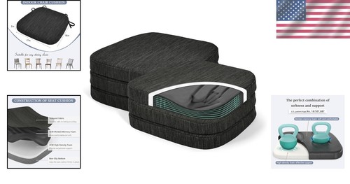 Elegante paquete de 6 almohadillas de cojín de espuma viscoelástica para sillas de comedor - suaves y duraderas - Imagen 2 de 9