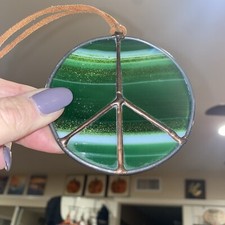 Stained Glass Peace Symbol Sun catcher Hand Made special