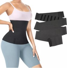 Waist Trainer Belt for Women Adjustable Waist Trimmer Body Shaper Wrap Black