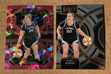 2024 Panini Select WNBA Kate Martin Pink Ice Prizm #22 & Premier RC #144 Aces 