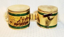 Vintage podwójny drewniany skórzany bęben basowy afrykański ludowy 4 "x 4" każdy ręcznie robiony 