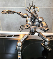 Large Predator Metal Nut and Bolt Figure 24cm Tall Handmade Sculpture. Ref:xbod%